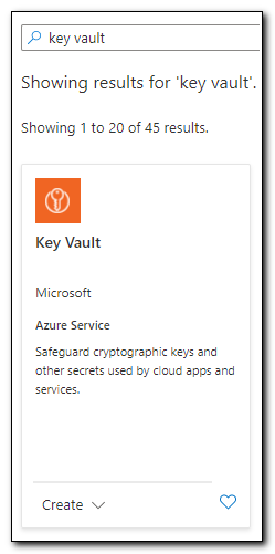 Click To Create Key Vault