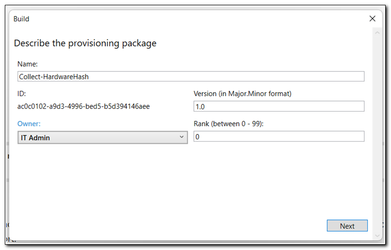 Build Provisioning Package