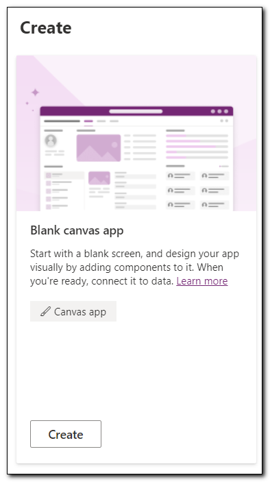 Create Blank Canvas App