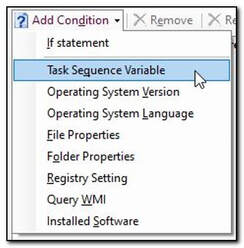 Add task sequence condition