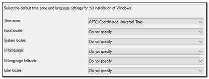 Apply Windows Settings options set to do not specify
