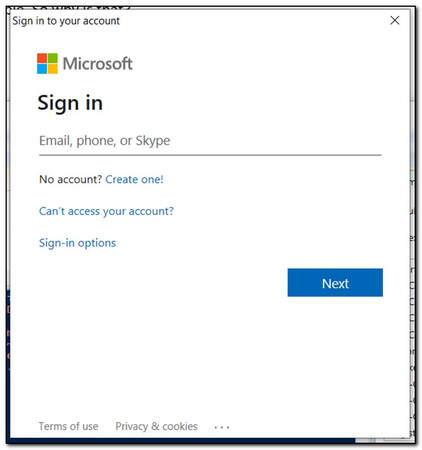 Azure AD Sign-on screen
