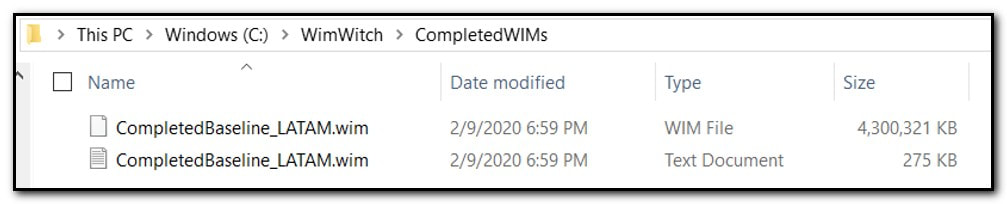 Completed WIM saved